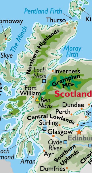 Map Of Scotland In Europe. Scotland map