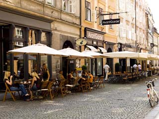 Pavement Cafe on the Stari Trg, Ljubljana, Slovenia, Europe
