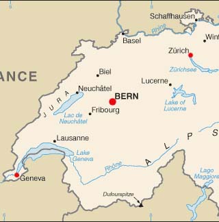 Switzerland latitude and longitude map