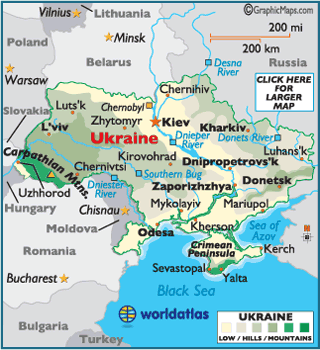 ukraine map europe russia countries maps where georgia geography mapa country worldatlas countrys webimage eastern hartzman mountains