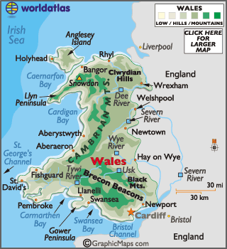 map of Wales