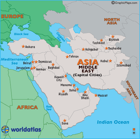 Middle East Capital Map