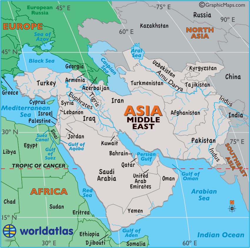 Large Map Of Middle East Easy To Read And Printable