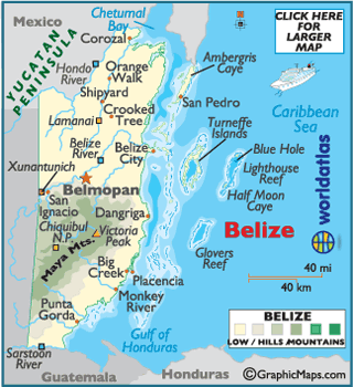 Belize  on Map Of Belize   Central American Countries  Belize Map History