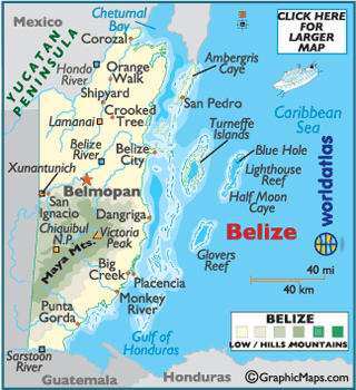 Map of Belize - Central