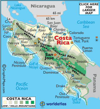 Costa Rica  on Map Of Costa Rica   Central American Countries  Costa Rica Map History