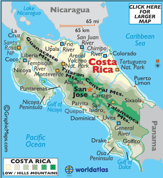 Map of Costa Rica - Central