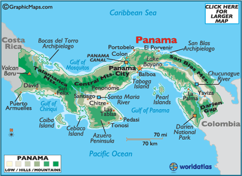 World  Black  White on Central American Maps  Panama Facts  History  Maps   World Atlas