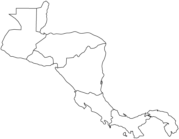 Outline Map of Central America, Central America outline map 