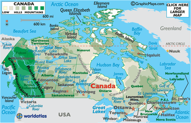 Bản đồ Canada - Du học Canada