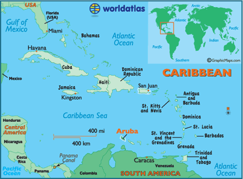 World  Countries Labeled on Map Of Aruba   Caribbean Island Maps  Aruba Map Information   World