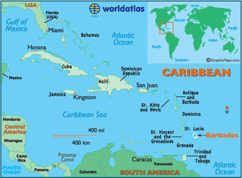 World Countries  on Caribbean Island Maps  Barbados Map Information   World Atlas
