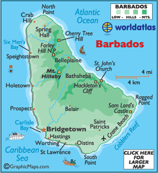 Barbados On World Map