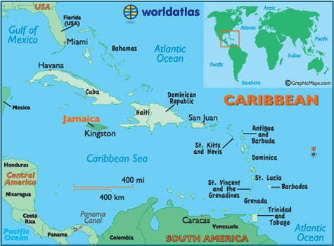 locator map of Jamaica