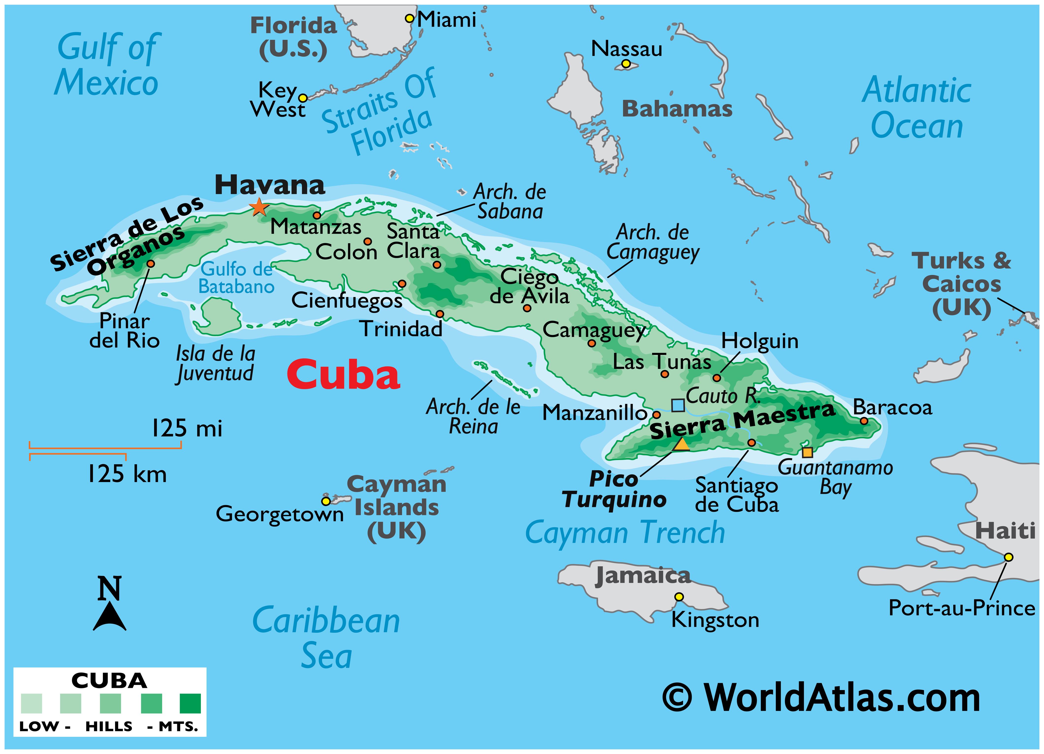 Cuba Large Color Map Cuba Large Color Map