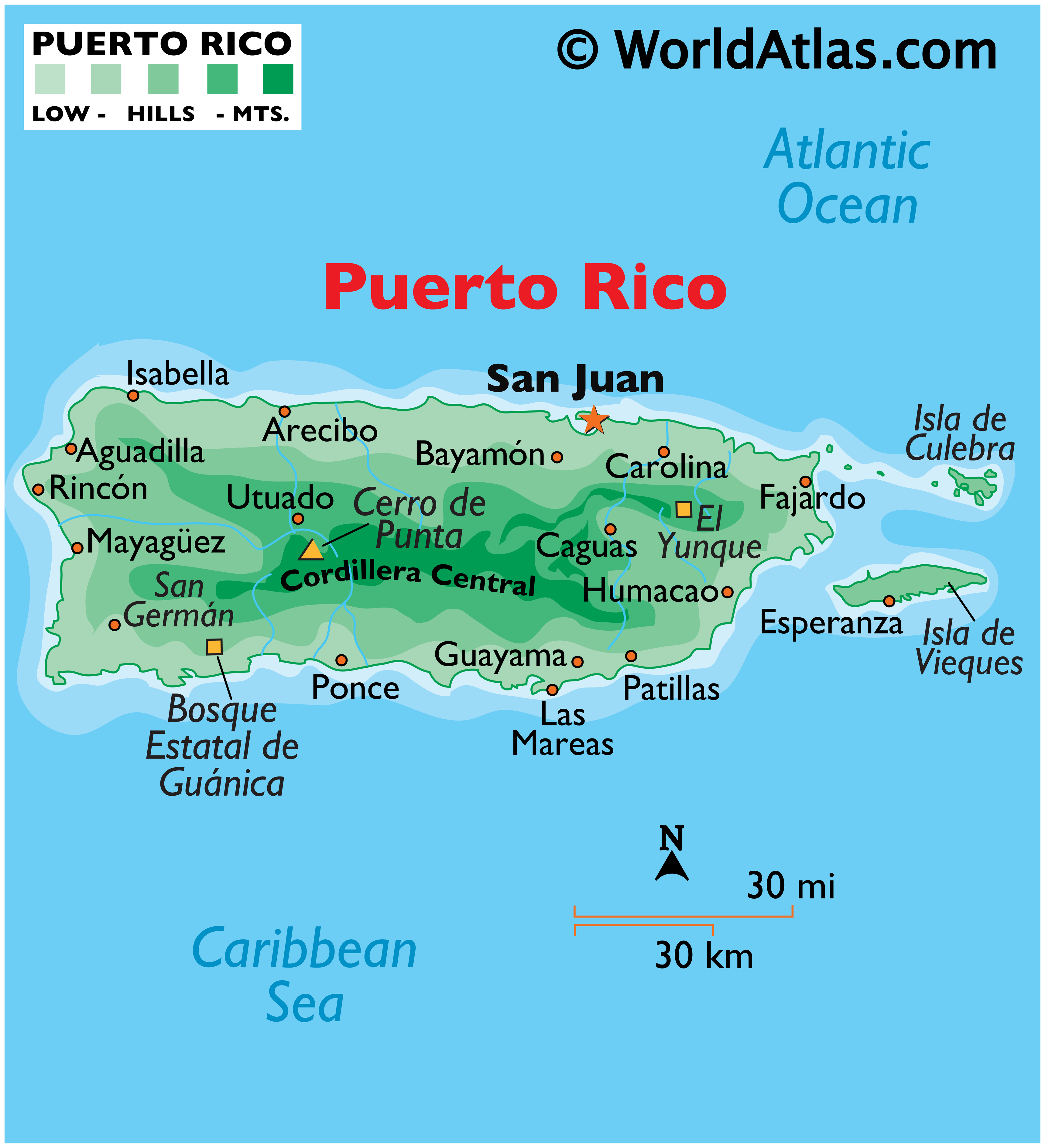 PUERTO RICO large color map