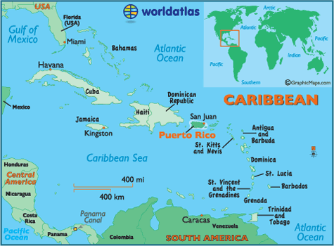World Physical  on Caribbean Island Maps  Puerto Rico Map Information   World Atlas
