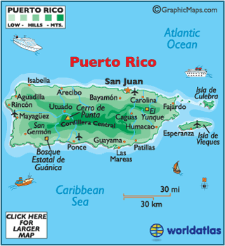 Map of Puerto Rico, Puerto Rican Map, San Juan Puerto Rico, Map of Caribbean Islands