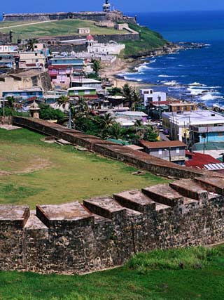 Castillo San Felipe Del Morro Overlooking Coastline, San Juan, Puerto Rico