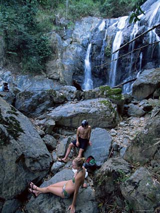 Couple at Argyle Waterfall, Tobago, West Indies, Caribbean, Central America