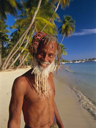 Portrait of a Rasta Man at Pigeon Point, Tobago, Trinidad and Tobago, West Indies, Caribbean