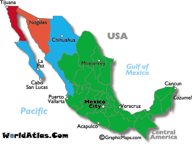 World Time Zone  on Mexico Time Zone Map And Time Zone Information  Worldatlas Com