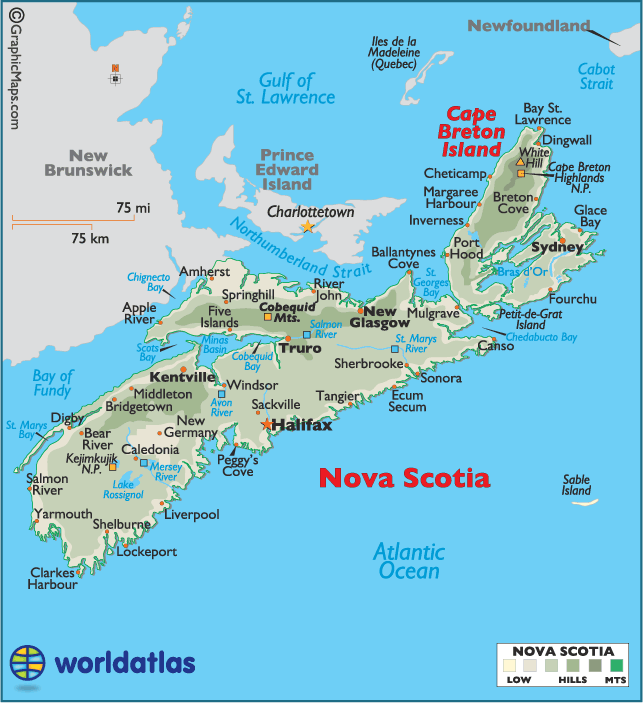 Latitude And Longitude Of Ottawa Canada Nova Scotia Canada Large Color Map Nova Scotia Canada Visit Nova Scotia Nova Scotia