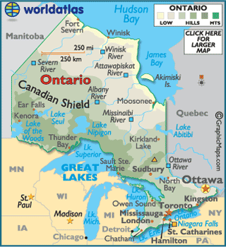 Ontario on Ontario Map Canadian Provinces Maps Landforms Population History