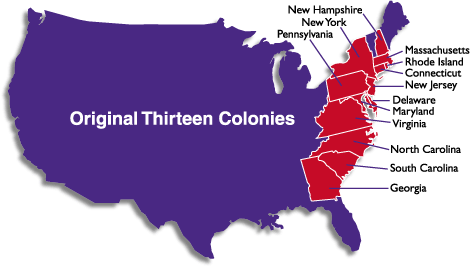 Pictures Of 13 Colonies. 13 colonies map