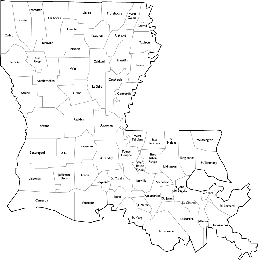 Louisiana Parish Map with Parish Names