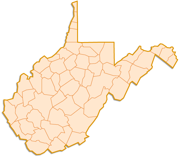 map of west virginia counties. WEST VIRGINIA: (55 Counties)