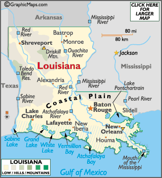 map of louisiana, us maps