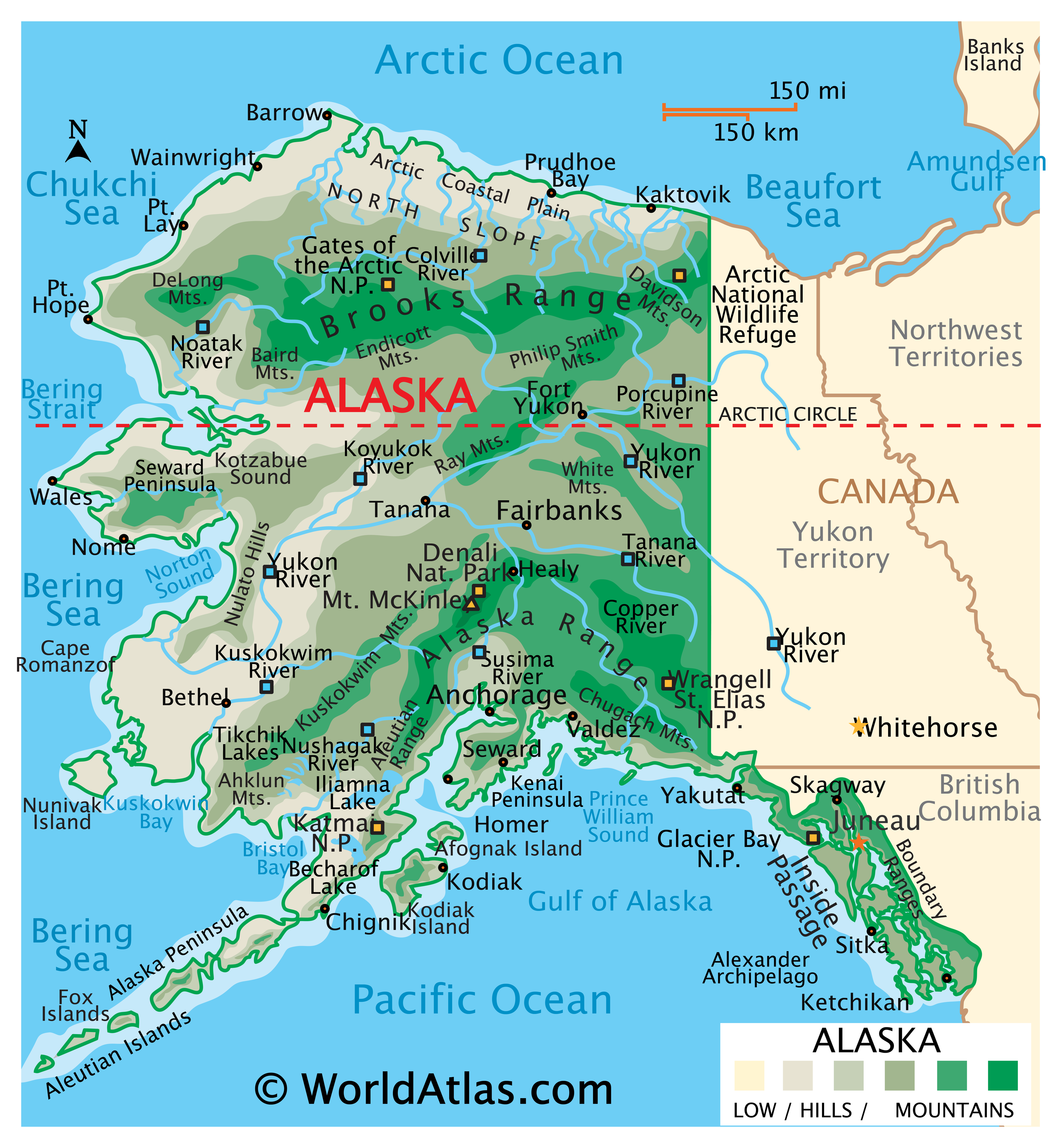 print this map. Alaska landforms