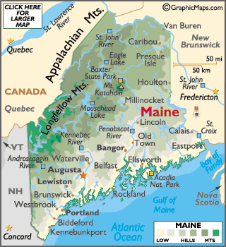  Maine on Map Of Maine   Maine Map  Augusta Me  Maine Facts History Attractions