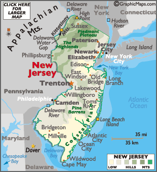 United States Map New Jersey