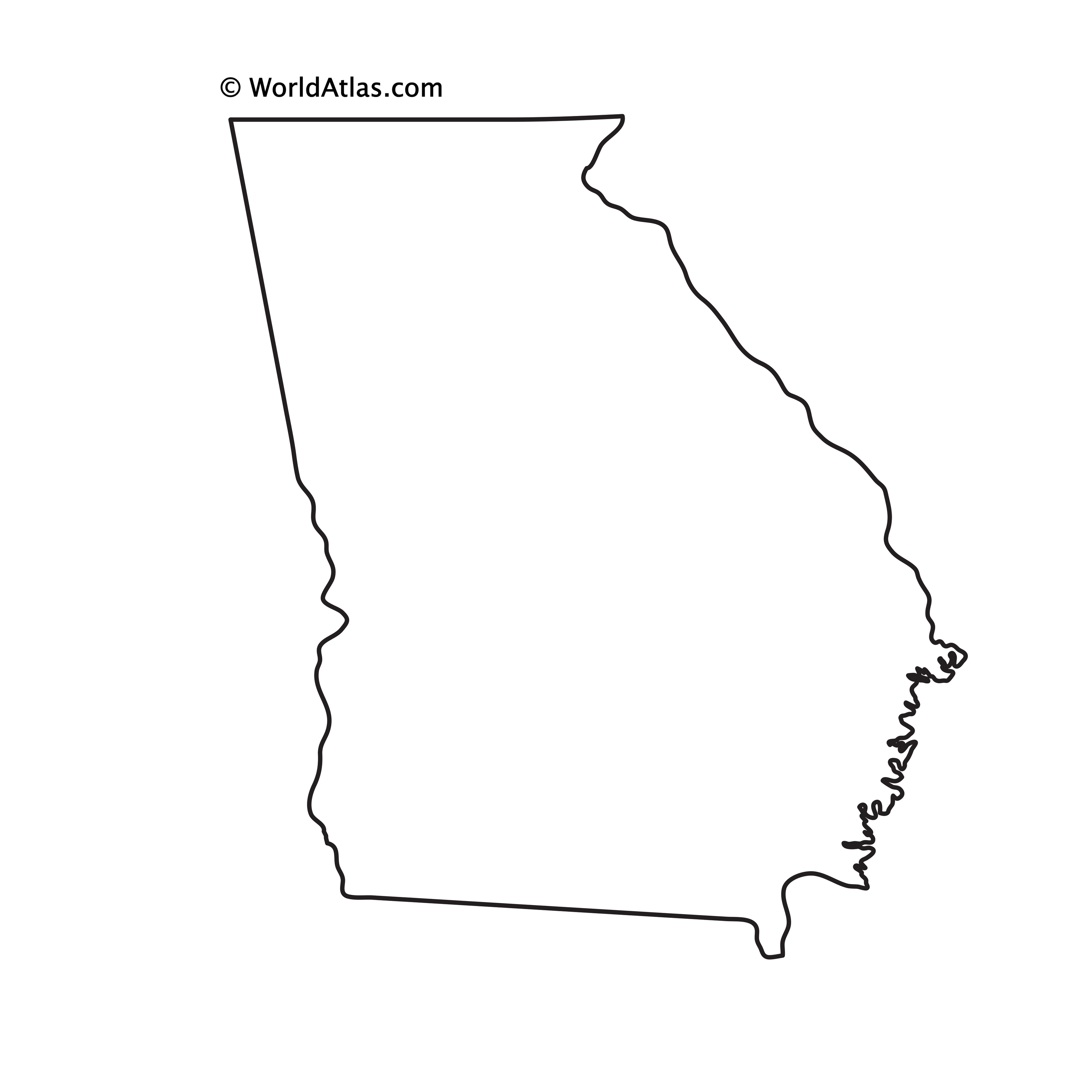 maps of georgia cities. outline map of Georgia.