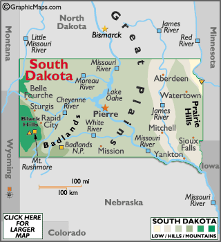 South Dakota map