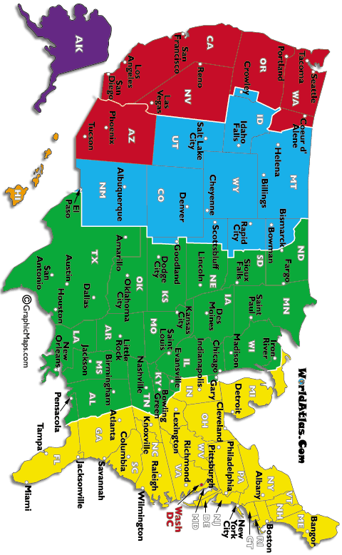 map of us time zones. map of usa with time zones