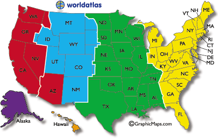 Us Time Zones Map United States