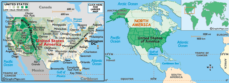 Usa Map The United States Of America