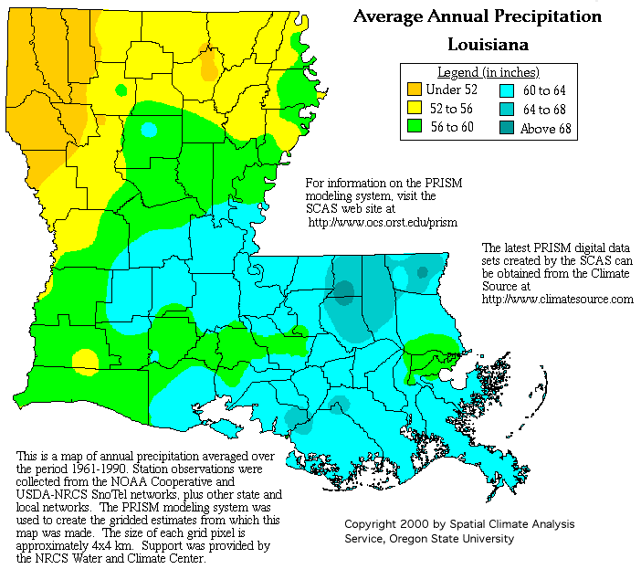 Louisiana Precipitation Map