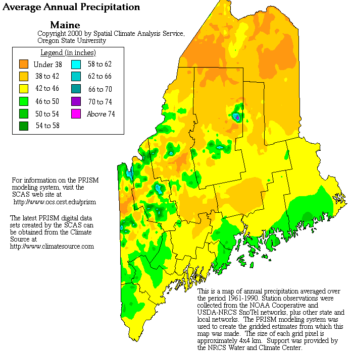 Maine Precipitation Map