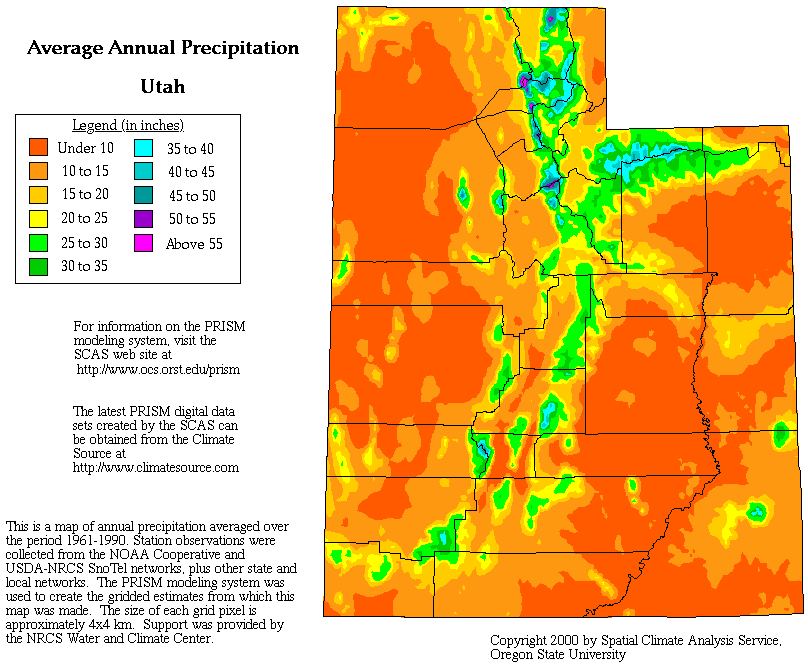 Utah Precipitation Map