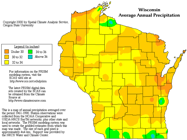 Wisconsin Precipitation Map of Wisconsin