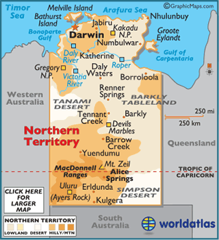 Northern Territory Map / Geography of Northern Territory/ Map of