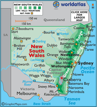 New South Wales Map / Geography of New South Wales/ Map of ...