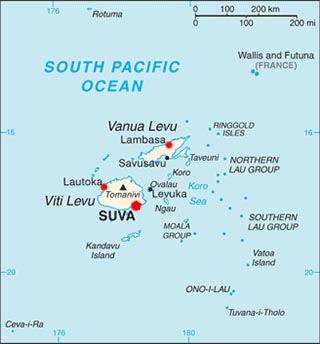 Fiji latitude and longitude map