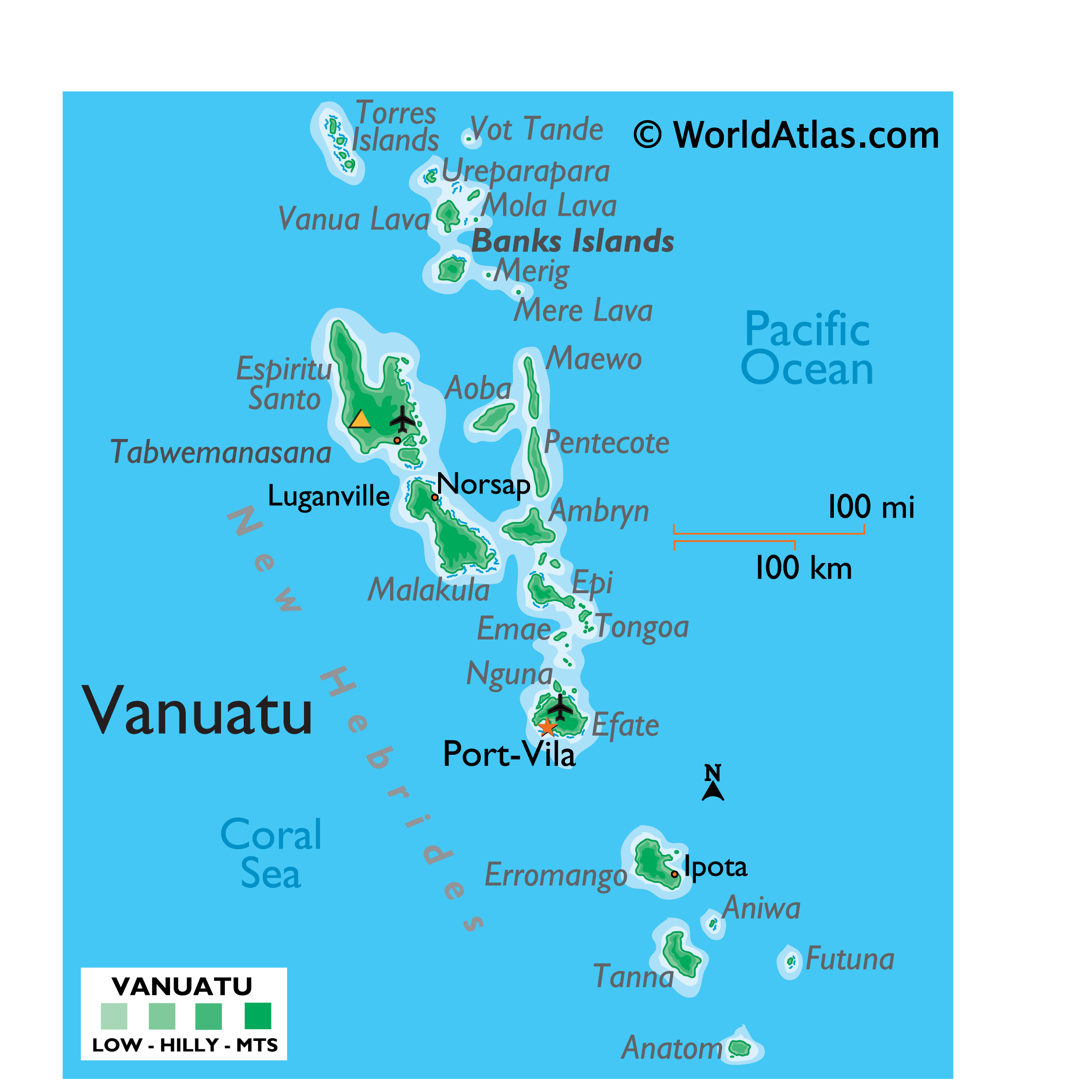 Vanuatu Large Color Map By World Atlas Vanuatu Large Color Map By World Atlas
