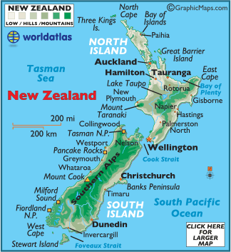 map of New Zealand