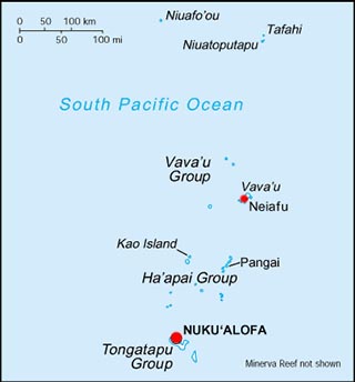 Tonga latitude and longitude map